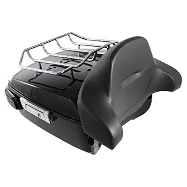 Imagem de Mala de viagem de motocicleta com porta-malas de motocicleta com luz traseira de freio para Tour Pak Touring 2014-2021 capa superior de motocicleta (cor da lente vermelha)