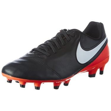 Imagem de T nis masculino Nike Tiempo Genio II de couro FG, Black/Hyper Orange/Volt/White, 7