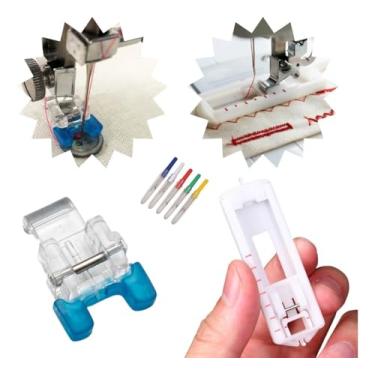 Imagem de Kit Pe Calcador Fazer Caseado + Sapata Pregar Botão + Abridor de casa de botão Desmancha Ponto Kit de costura doméstica Acessórios para máquina de costura Pé caseador Sapata caseadeira para máquina