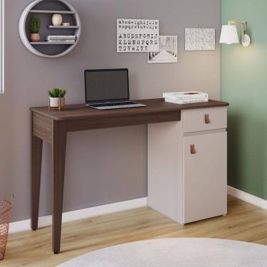 Imagem de Escrivaninha Helo Candian 121cm x 76cm x 45cm Café/Off Wheit