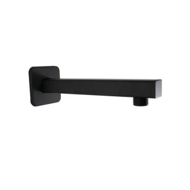 Imagem de Cano Tubo Braço Suporte Parede Quadrado Preto Fosco 20 cm - AMG Metais