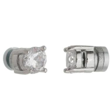 Imagem de Brinco Masculino Magnético Imã Fake Brilhante Aço Inox Par - H2, 8mm