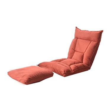 Imagem de ZABEES Banco de descanso para os pés, espreguiçadeira dobrável, varanda, lazer, ajustável, sofá preguiçoso, banco de tatami, removível e lavável, espreguiçadeira, para sala de estar, assento