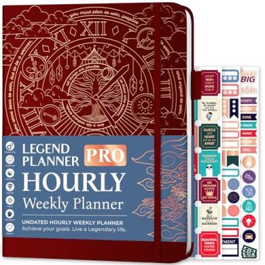 Imagem de Legend Planner Agenda horária PRO - Organizador semanal e diário com horários. Diário de agendas para trabalho e pessoal, A4 (vinho vermelho)