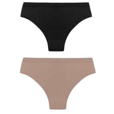 Imagem de Kit 2 calcinhas cós alto Trifil Ref.: 1971, Preto, Macadamia, G