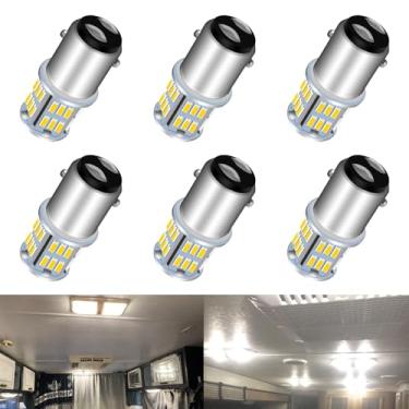 Imagem de UNXMRFF Pacote com 6 lâmpadas LED 1142 1076 para lâmpadas de RV 1130 1176 1075 BA15D Lâmpadas LED #90 Yard Landscape Replacement for 12 Volt Boat Trunk Trailer Camper Interior Lights Bulb Warm White