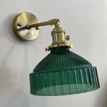 Imagem de Luminária de parede de cabeceira estilo nórdico, estilo latão, com base simples, estilo macaron, criativa, para sala de estar, bar, cozinha, corredor, estudo, sala de jantar (verde)