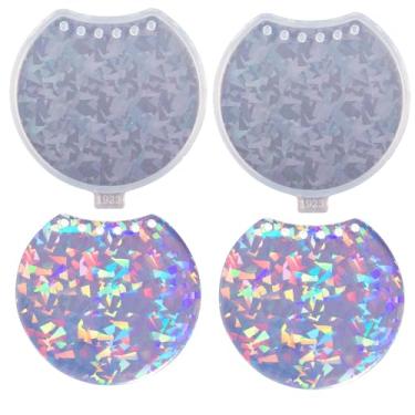 Imagem de 2 peças de molde holográfico de silicone em forma de orelha de mouse para faixa de cabeça faça você mesmo, joias, artesanato, molde de resina com orifícios, fondant de chocolate, formas de bolo de