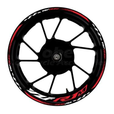 Imagem de Awonderful Kit de listras refletivas para motocicleta, adesivos de aro de roda de vinil compatíveis com Yamaha YZF1000 R1M 2020-2024 (vermelho)