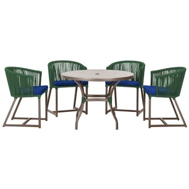 Imagem de Mesa com 4 Cadeiras de Jantar Roma 100cm e Noronha em Aluminío