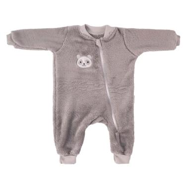 Imagem de MACACAO INFANTIL BABY JOY WEAR MICROFIBRA LISO COM BORDADO LATERAL PANDA CINZA GG