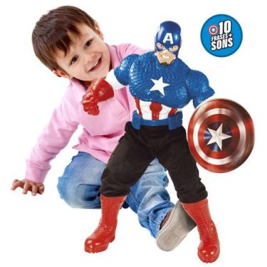 Imagem de Boneco de Vinil Gigante Capitão América 10 frases + Som - 52cm - TCS