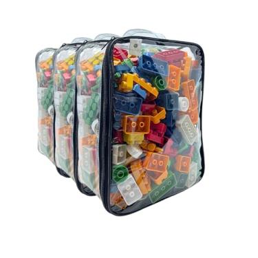 Imagem de Kit 3 Organizador de Brinquedos Infantil com Zíper Blocos Montar Bonecas Carrinhos Necessaire Organizadora - TAM M (Preto)