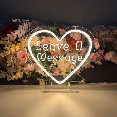 Imagem de Brochao Letreiro De Neon Com Suporte Para Deixar Mensagem, Mesa Livro Visitas, Decoração Casamento, Recepção, Led Regulável, Luz Usb Branca Quente