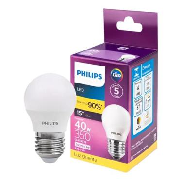 Imagem de Lâmpada Led 4w Philips Bulbo Mini E27 3000k Luz Quente