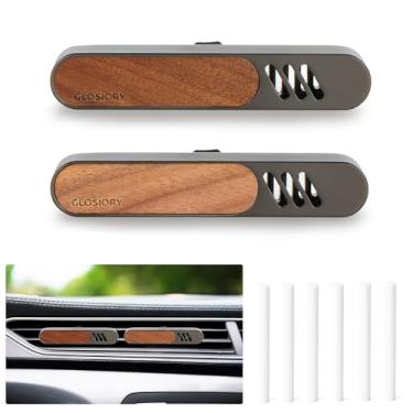 Imagem de Glosiory Pacote Com 2 Difusores De Aromatizador De Ar Para Carro, Clipe De Ventilação Para Difusor De Óleos Essenciais, Difusor De Perfume Com 6 Bastões De Fibra Sem Perfume, Acessórios Premium Para