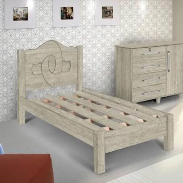 Imagem de Cama Solteiro Siena 100% Mdf Com Sarrafo Em Madeira Carmolar Artico