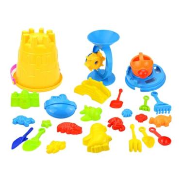 Imagem de Almencla Conjunto de 25 brinquedos de areia de praia, castelo de areia, kit versátil de construção de castelo, balde e pás para aniversário no quintal