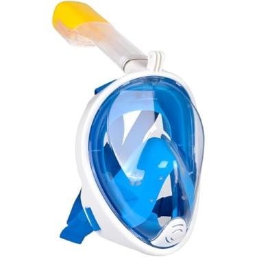 Imagem de Máscara de Mergulho com Snorkel Central Azul - Visão Panorâmica 180°, Antiembaçante, Ajuste 3D - Kit Completo para Piscina/Natação (+ Suporte GoPro)