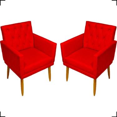 Imagem de Kit 2 Poltronas Decorativa Para Sala Recepção Nina Capitonê Suede Cores Pé Palito