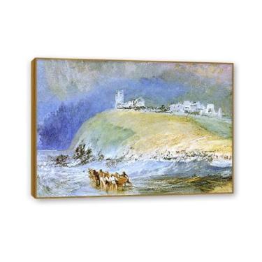 Imagem de Zeichn8u Pinturas famosas Dunwich, reprodução de imagem, impressão em tela, impressão giclée, arte de parede para sala de estar, decoração moderna de casa, 70 x 50 cm, moldura teca