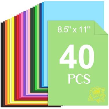 Imagem de 40 folhas de cartolina colorida – 20 cores sortidas de 21,6 x 28 cm, papel cartão colorido de 180 g/m29,5 kg para artesanato, impressão, confecção de cartões faça você mesmo, álbuns, corte, decorações