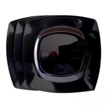 Imagem de Pratos Refeição Raso Quadrado Almoço/Jantar/Lanche(Preto,10)