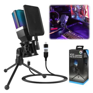 Imagem de Microfone USB para PC, Streaming, Podcasts, Gravação, para Computador no Mac/PS4/PS5, Microfone Jogos, Microfone Gamer, Microfone de Mesa, Microfone, Microfone Condensador com Suporte de Tripé