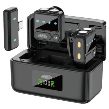 Imagem de Microfone de Lapela Profissional sem fio Tipo C com Cancelamento de Ruído para Android, Samsung, Motorola, Xiaomi, iPhone 15/16 60h de bateria - Linha Premium Steel Hook