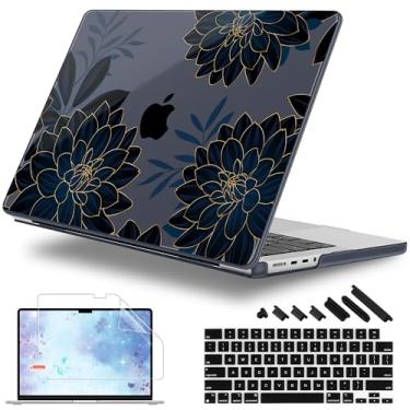 Imagem de Lepeoac Capa rígida para MacBook Pro de 16 polegadas versão 2021, 2022, 2023, A2991, M3, A2780, M2, A2485, M1 Pro/Max, [resistente a choques] com protetor de tela, capa para webcam e teclado, dália
