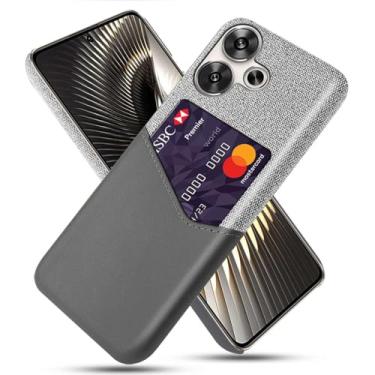 Imagem de Capa para Xiaomi Redmi Turbo 3,Tela e tampa de couro PU,Antideslizante,360°cobertura completa à prova de choque com 1 slot de cartão atrás,Prevenção de queda-Gray