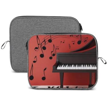 Imagem de Capa para laptop, impermeável, resistente a choques, bolsa protetora para notebook, leve, nota musical, piano, viagem, estojo compatível com laptop de 13 a 14 polegadas