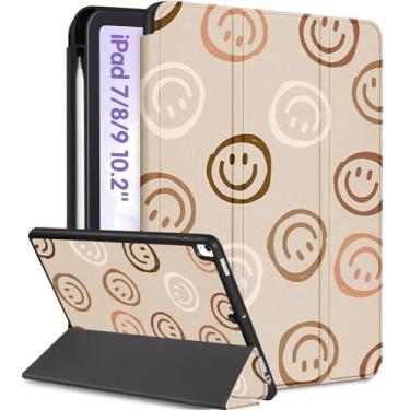 Imagem de Uppuppy Capa de couro PU premium para iPad 9ª geração, função magnética hibernar/despertar, vários designs elegantes, ângulos ajustáveis, suporte embutido para Apple Pencil