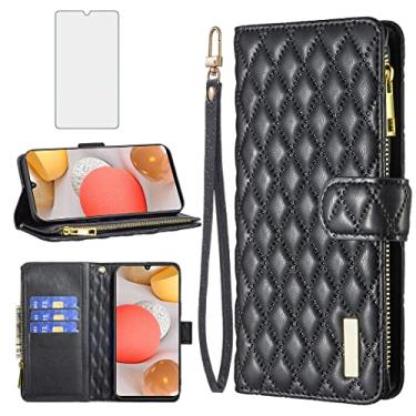 Imagem de Asuwish Capa de telefone para Samsung Galaxy A42 5G capa carteira com protetor de tela de vidro temperado e suporte de cartão de crédito flip de couro acessórios para celular TPU A 42 G5 42A S42 4G