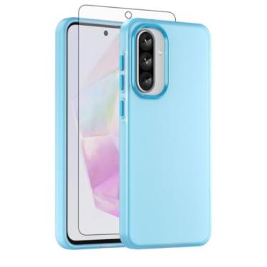 Imagem de Asuwish Capa de telefone para Samsung Galaxy A56 5G, compatível com Magsafe Magnetic, protetor de tela de vidro temperado, traseira fosca translúcida à prova de choque, capa fina A 56 56A LTE mulheres