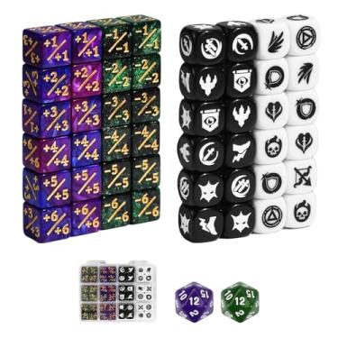 Imagem de FourDragons 50 Pieces 12mm MTG Dice Counters Icon Abilities Keywords Dice Set, Small MTG Life Counters Tokens Mini Dice for Magic The gatering, Compatible with TCG CCG Magic Card Games Accessories
