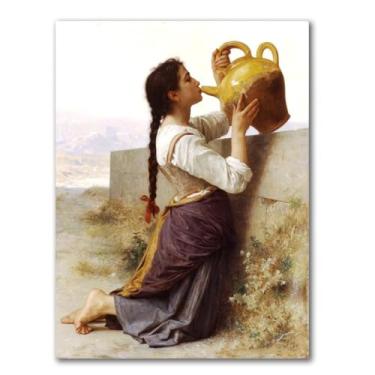 Imagem de LXURY Bouguereau.Thirst. Reprodução de pinturas famosas. Arte de parede em tela. Pôsteres e impressões. Imagem para decoração de casa 40 x 52 cm sem moldura