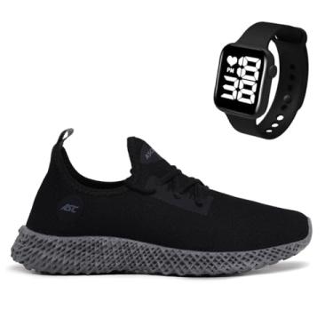 Imagem de Tênis Esportivo Msculino Ascension com Solado Tecnológico + Relogio Smart Fitness Quadrado | Conforto, Estilo e Tecnologia no Seu Dia a Dia (Cinza, BR, Adulto, Numérico, 42)