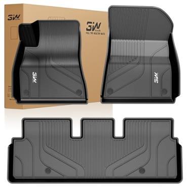 Imagem de 3W Tapetes de piso adequados para Tesla Model 3 2021-2023, TPE All Weather Custom Fit Floor Liner 1ª e 2ª fileiras, conjunto completo de forros de carro, preto