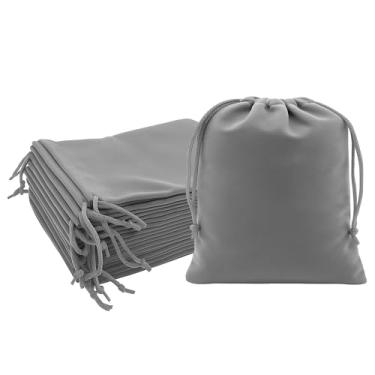 Imagem de Mandala Crafts Sacos de cordão de veludo cinza 35,5 x 35,5 cm – 10 bolsas grandes de veludo com cordão a granel para lembrancinhas de festa e casamento, embrulho de presente, embalagem e sacolas de
