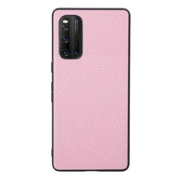 Imagem de Capas Compatível com VIVO iQOO Z1（(5G),Design de grão levantado de superfície,Proteção contra queda,Anti impressão digital,Anti arranhões,Aparência de couro de imitação de plástico macio-Pink