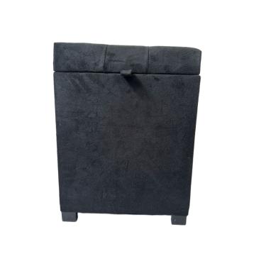 Imagem de Puff Baú Siena 36x36x47 em Suede Preto – Elegância e Conforto
