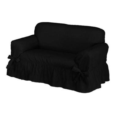 Imagem de Capa De Sofá 2 Lugares Avulso Gorgurão Maquinetado - Preto