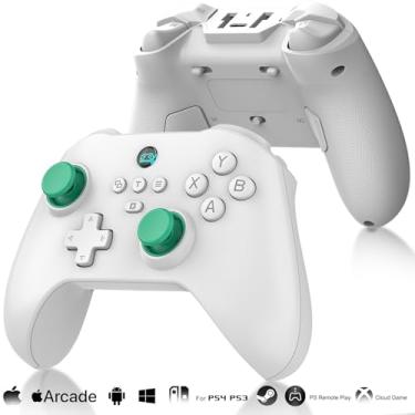 Imagem de Koiiko Wireless Gaming Controller for iPhone 15/14, iPad, Tablet, Android/PC/Switch/PS3/PS4, Streaming on PS4/Xbox/PC, Hall Effect/Hall Trigger, 6-Axis Gyro Sensor, Gamepad with Phone Holder White