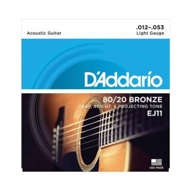 Imagem de Encordoamento D`Addario Violão Aço Light Gauge Ej11 12/53