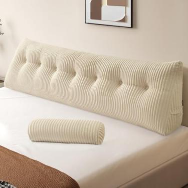 Imagem de Z-hom Almofada grande de cunha, almofada de cabeceira triangular King, travesseiro de leitura com almofada de rolo para cama, sentado e dormindo, almofada de encosto, almofada de cabeceira para