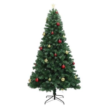 Imagem de Árvore de Natal artificial de 1,8 m com controle remoto, árvore verde para decoração de festa de sala de estar, escritório, pinho artificial com dobradiça, iluminação de Natal com suporte de metal