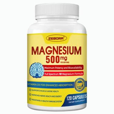 Imagem de Suplemento ZEBORA Magnésio Complex 500mg com vitamina D3 e zinco