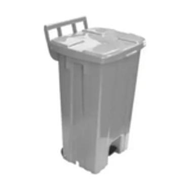 Imagem de Lixeira Quadrada Plastica De 100 Litros Com Roda E Pedal - JSN, Cinza