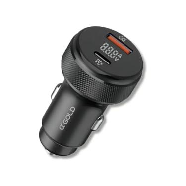 Imagem de Carregador Veicular Turbo A’GOLD 60W 9.1A – Carregamento Rápido PD QC 3.0 com Display LED, USB + Tipo-C, Carregador Celular
